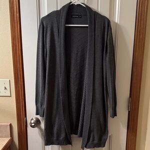 Dark Gray Open Front Cardigan